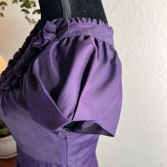 The Limited | Ruffle Neck Dress | Eggplant | Size 4 - Picture 4 of 11